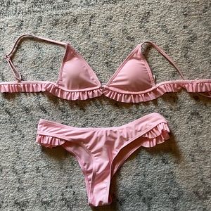 Pink ruffle bikini